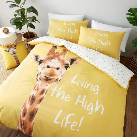 Giraffe Reversible Yellow Duvet Cover Set by Catherine Lansfield