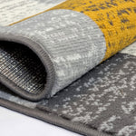 Modern Rug Geometric Grey Mustard Yellow Patterned Soft Carpet Rug