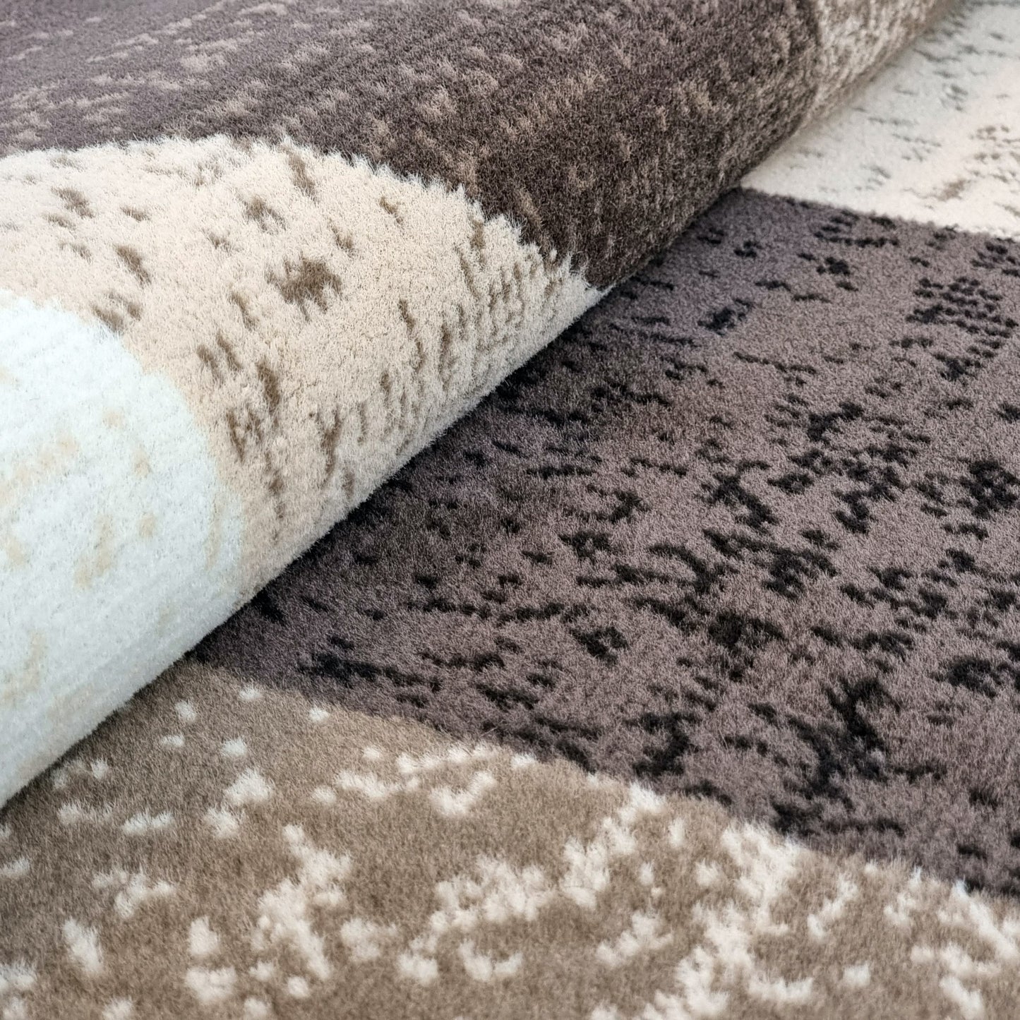 Geometric Rug Brown Beige Circles Modern Soft Carpet Rug