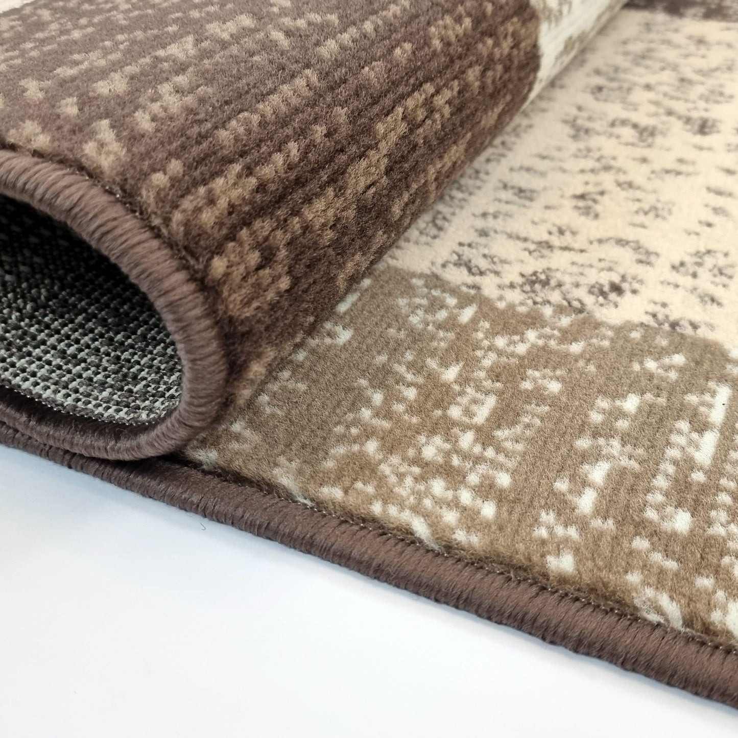 Modern Rug Geometric Brown Beige Patterned Soft Carpet Rug