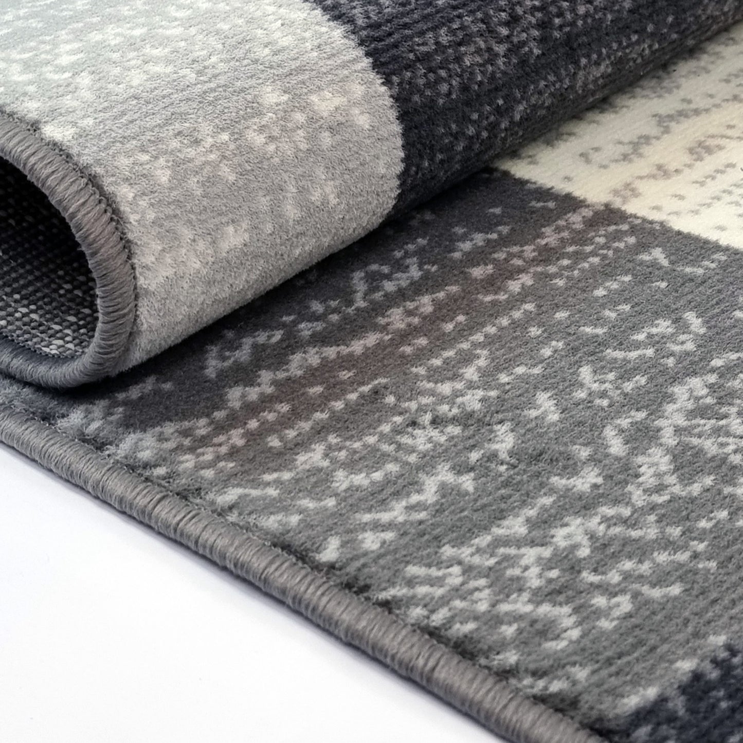 Modern Rug Geometric Grey Black Patterned Soft Carpet Rug