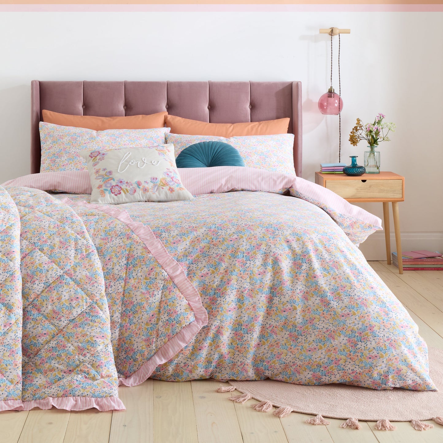 Darcy Floral Reversible Duvet Cover Set by Catherine Lansfield