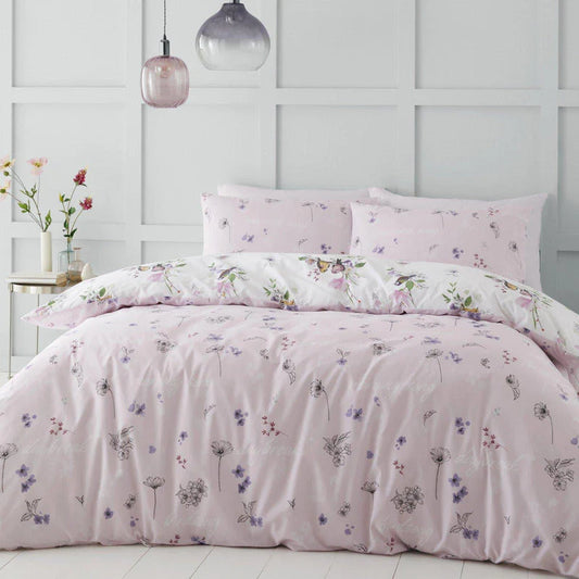 Songbird Floral Reversible Pink Duvet Cover Set by Catherine Lansfield