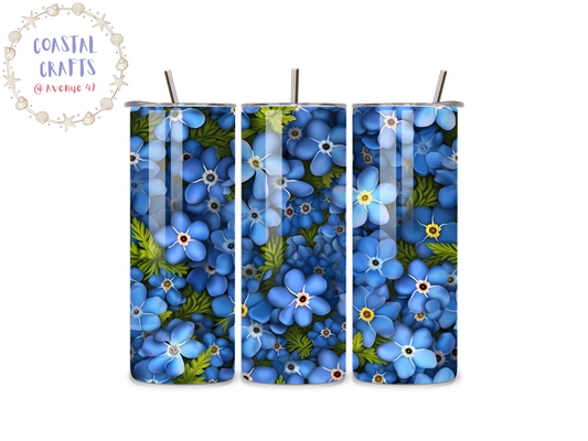 20oz Stainless Steel Skinny Tumbler - Forget-Me-Nots