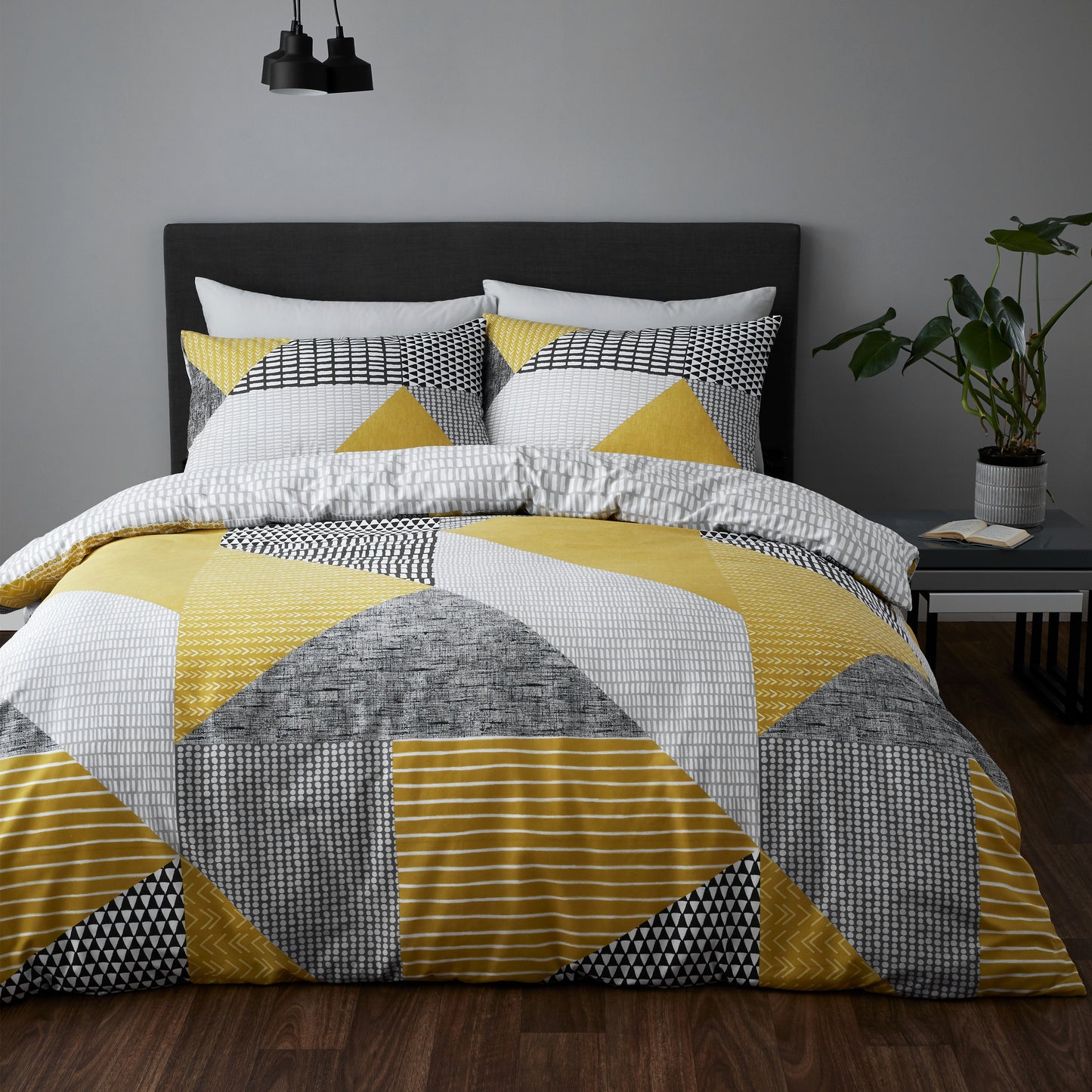 Larsson Geo Geometric Ochre Duvet Cover Set by Catherine Lansfield