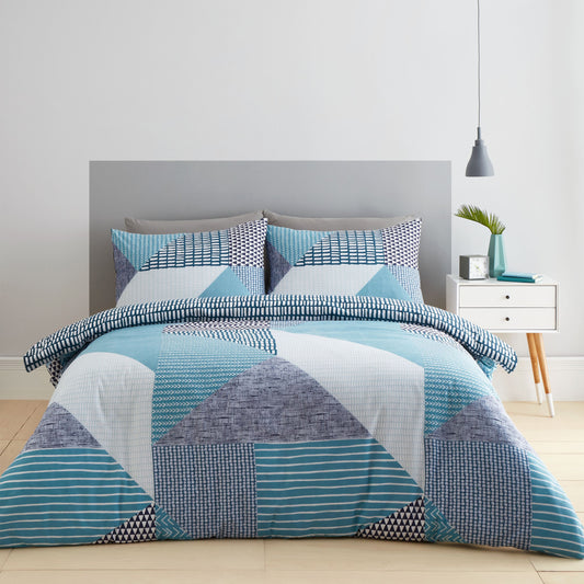 Larsson Geo Geometric Teal Duvet Cover Set by Catherine Lansfield