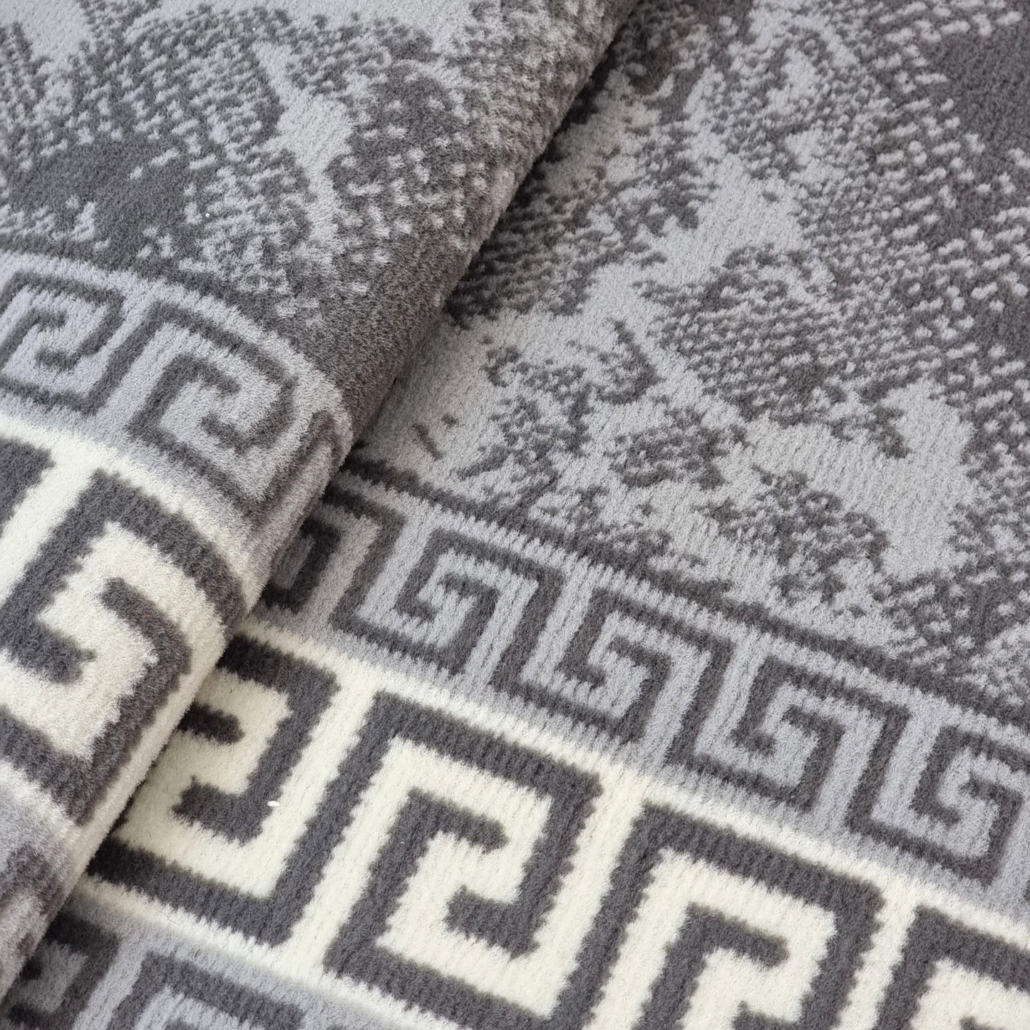 Grey Border Marble Effect Rug Large Soft Oriental Carpet