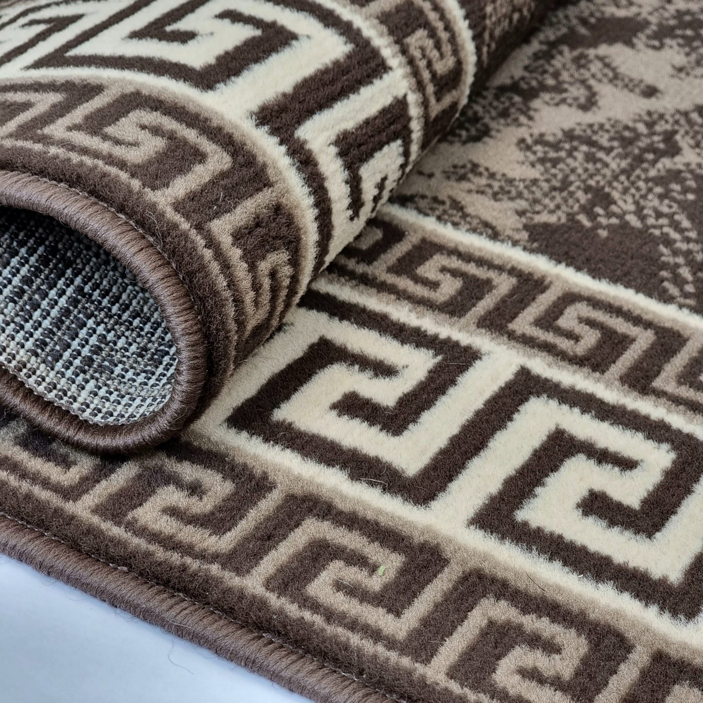 Brown Border Marble Effect Rug Large Soft Oriental Carpet