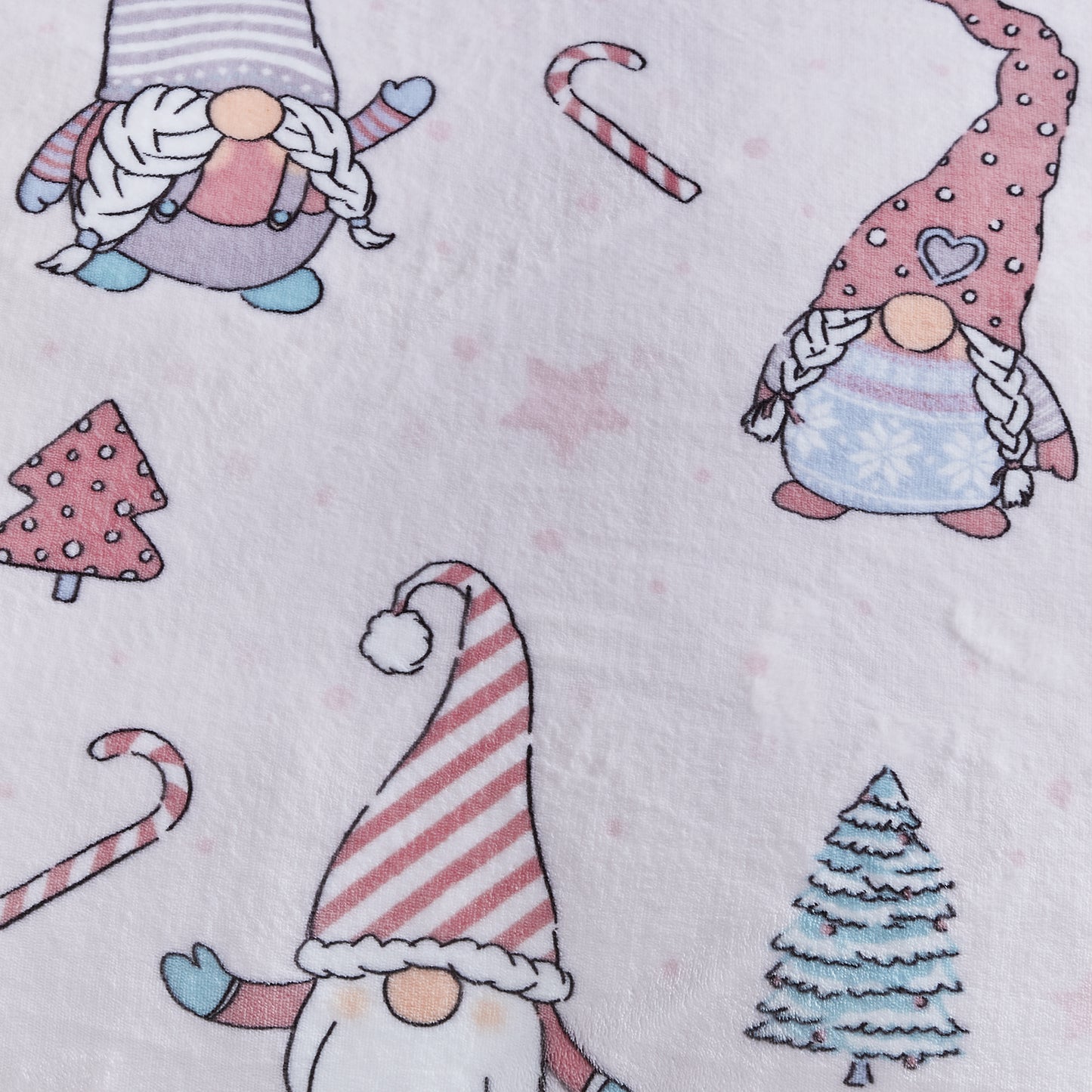 Christmas Festive Gnomes Cosy Fleece 130x170cm Blanket Throw Pink