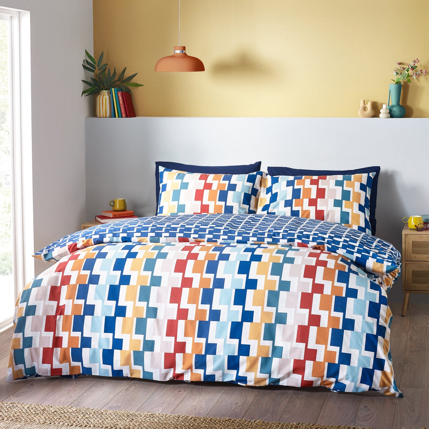 Bryson Geo Reversible Duvet Cover Set by Catherine Lansfield