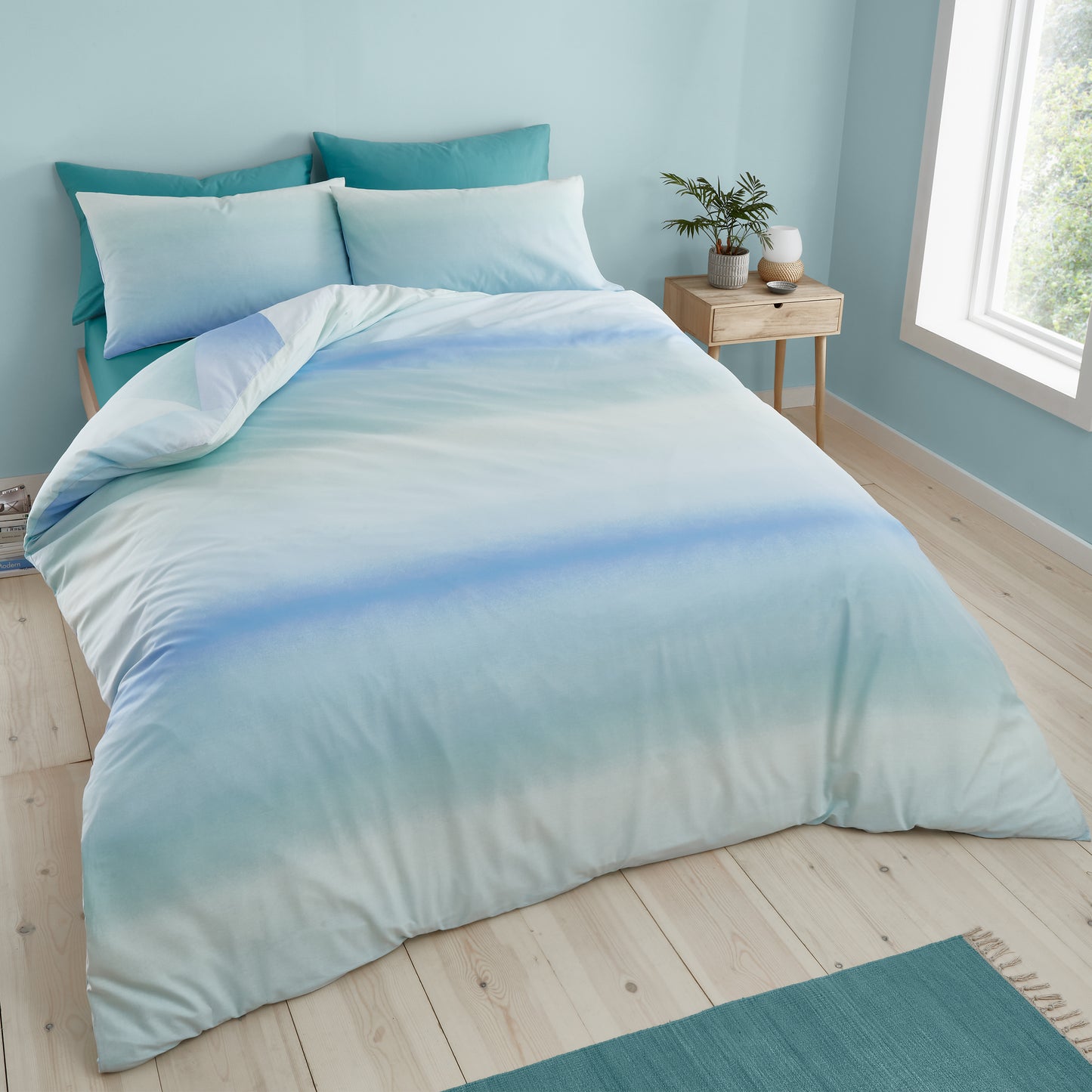 Green/Blue Ombre Larsson Reversible Duvet Cover Set by Catherine Lansfield