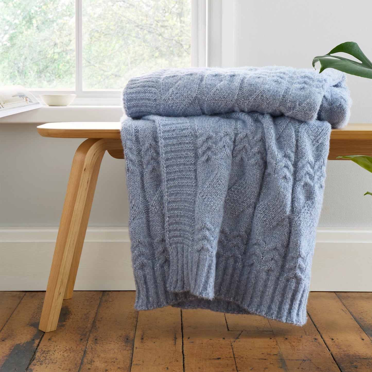 Cosy Soft Cable Knit Blanket Throw in 3 Colour Options