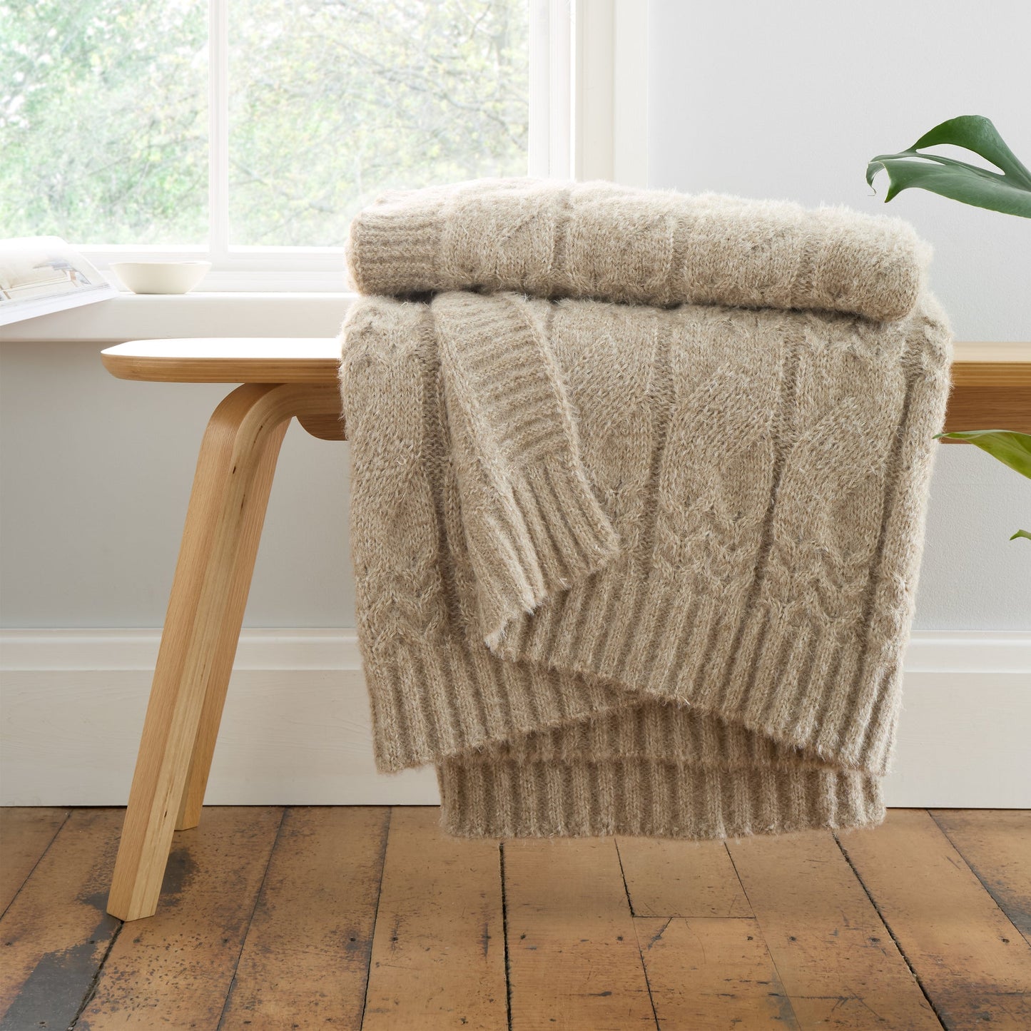 Cosy Soft Cable Knit Blanket Throw in 3 Colour Options