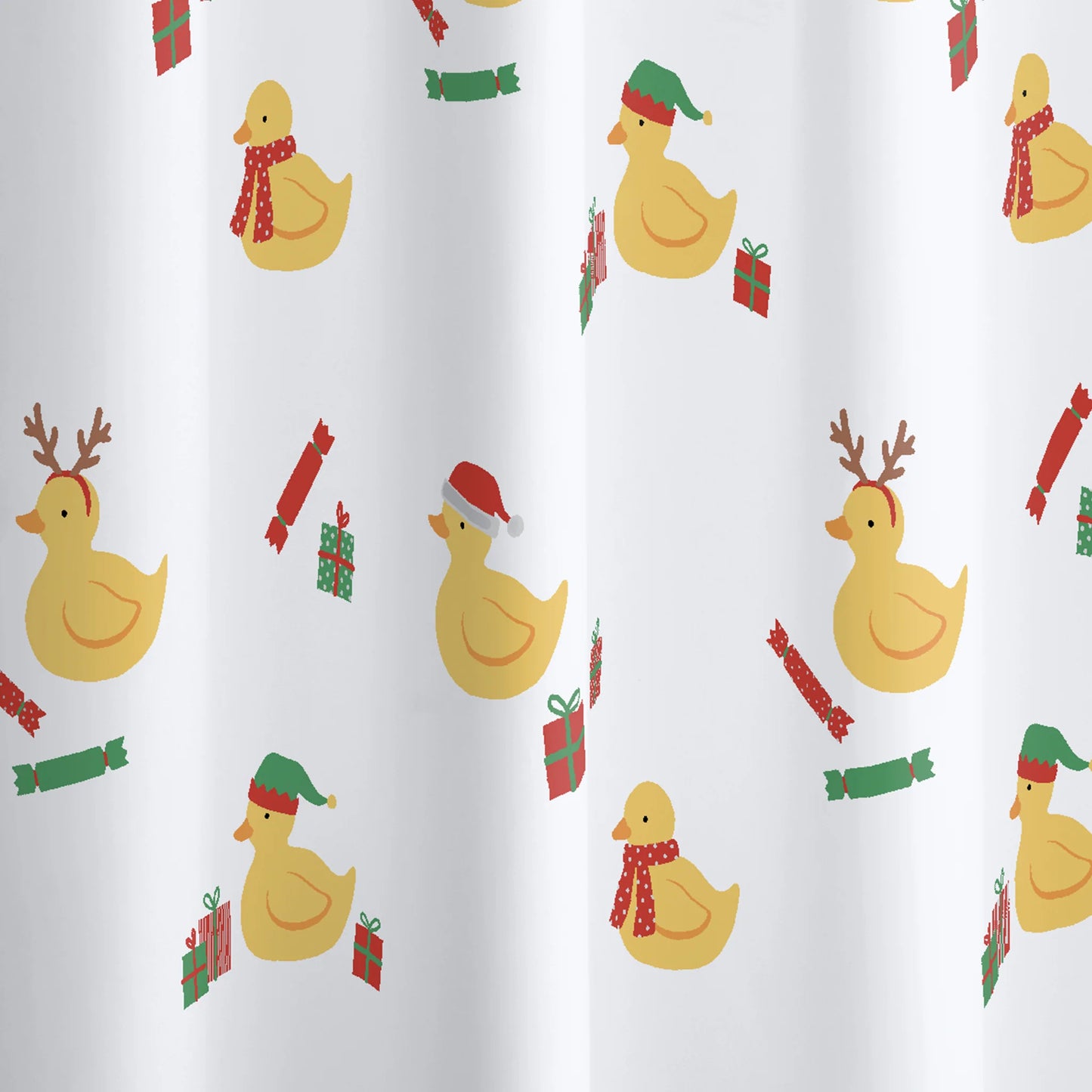 Christmas Quacker Shower Curtain White by Catherine Lansfield