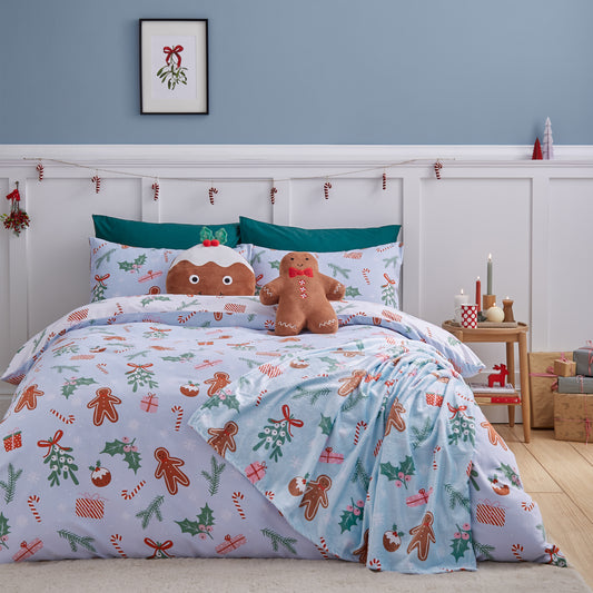 Christmas Gingerbread Soft Microfibre Reversible Duvet Cover Set