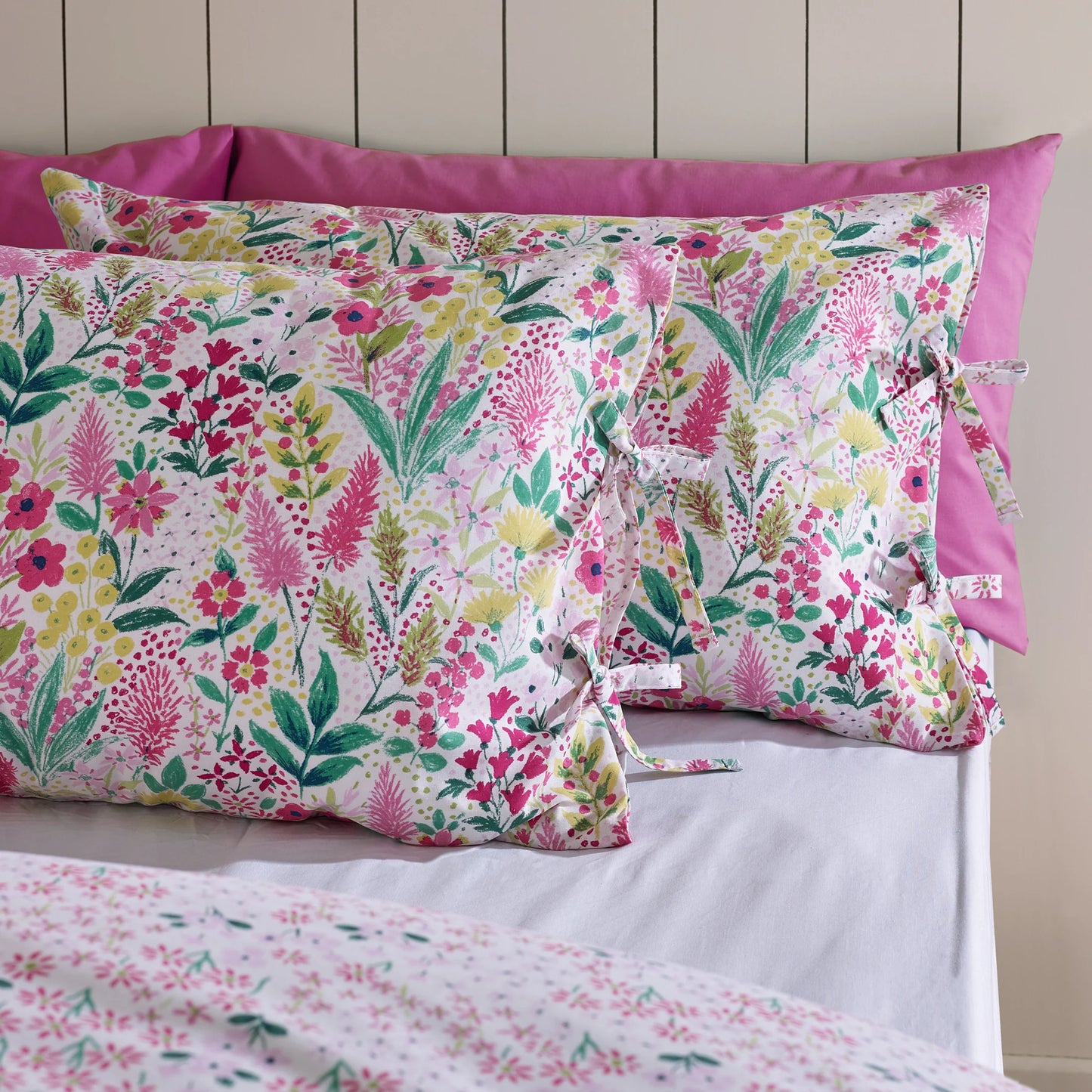 Tilly Floral Reversible Duvet Cover Set in Pink by Catherine Lansfield