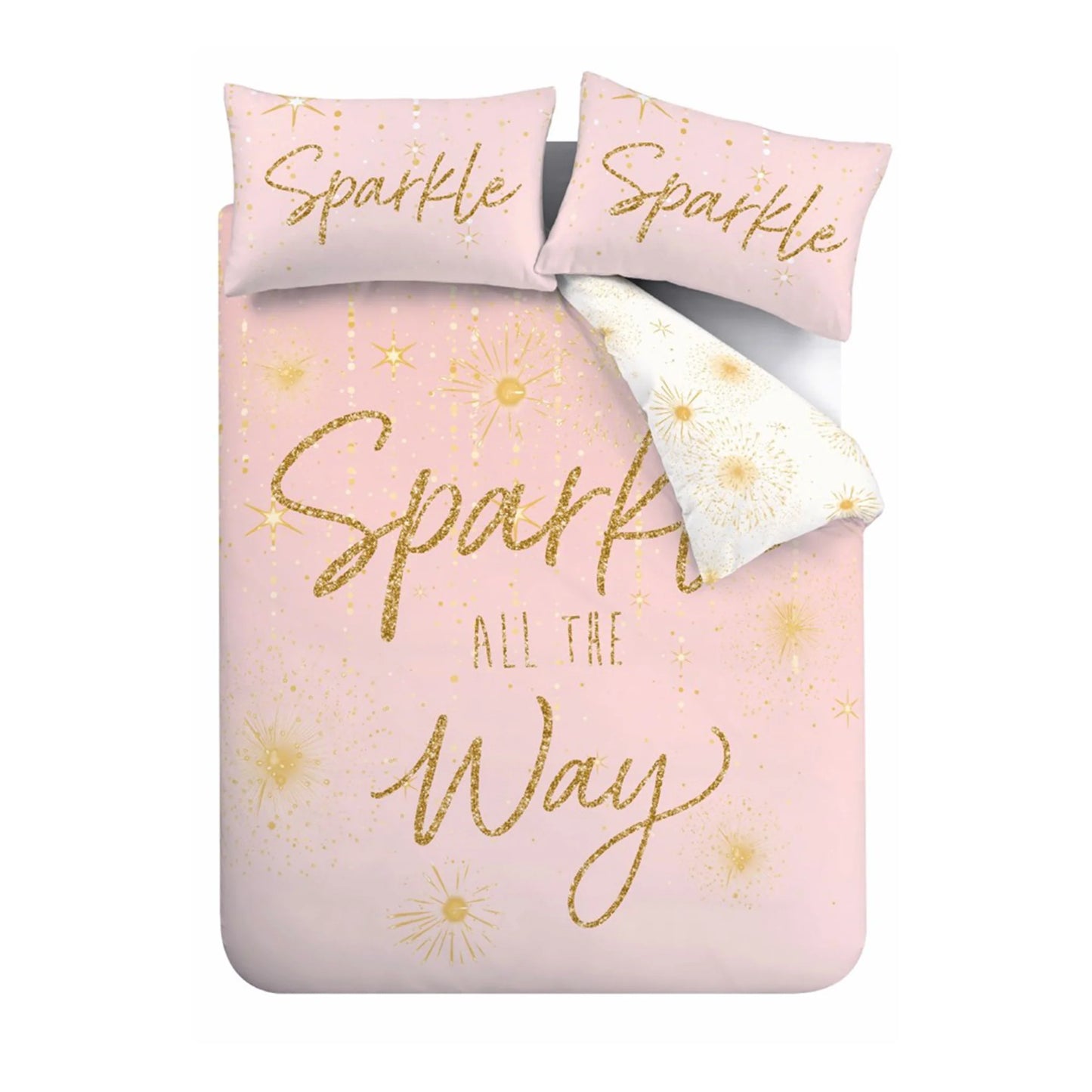 Pink Christmas Sparkle Reversible Duvet Cover Set