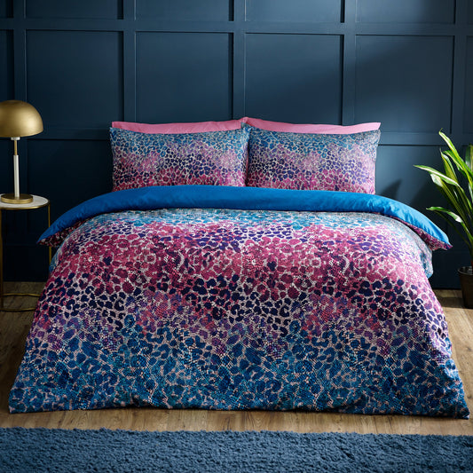 Satin Animal Print Duvet Cover Set in Teal by Catherine Lansfield