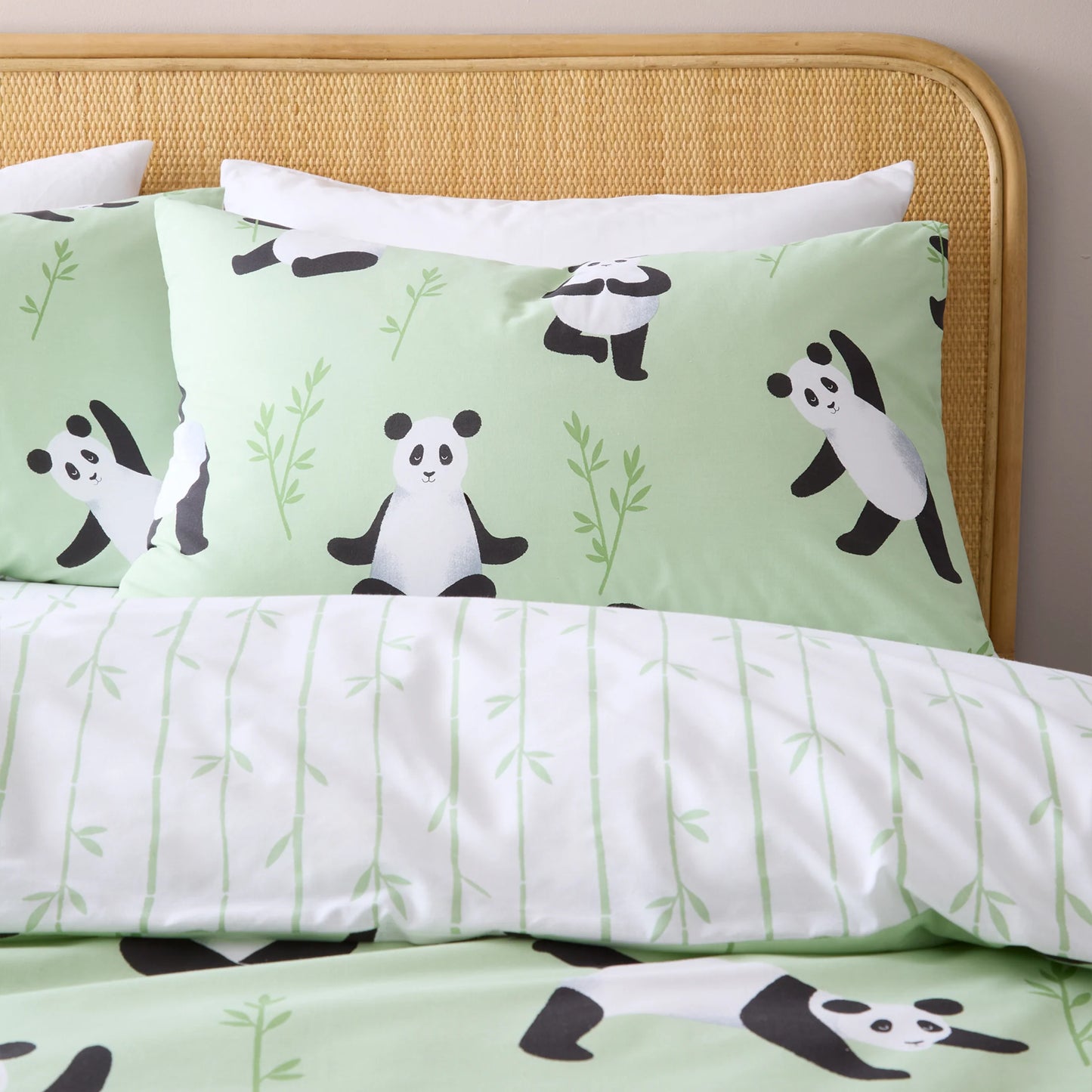 Panda Paws Reversible Duvet Cover Set in Green by Catherine Lansfield Kids