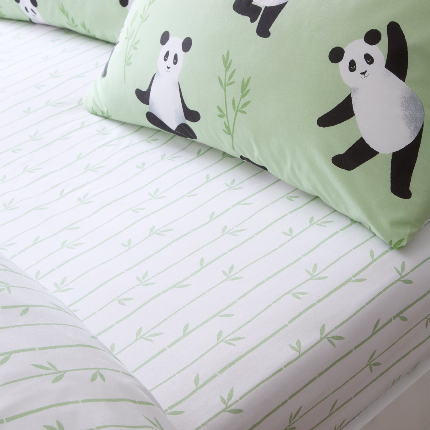 Panda Paws Fitted Sheet in Green by Catherine Lansfield Kids