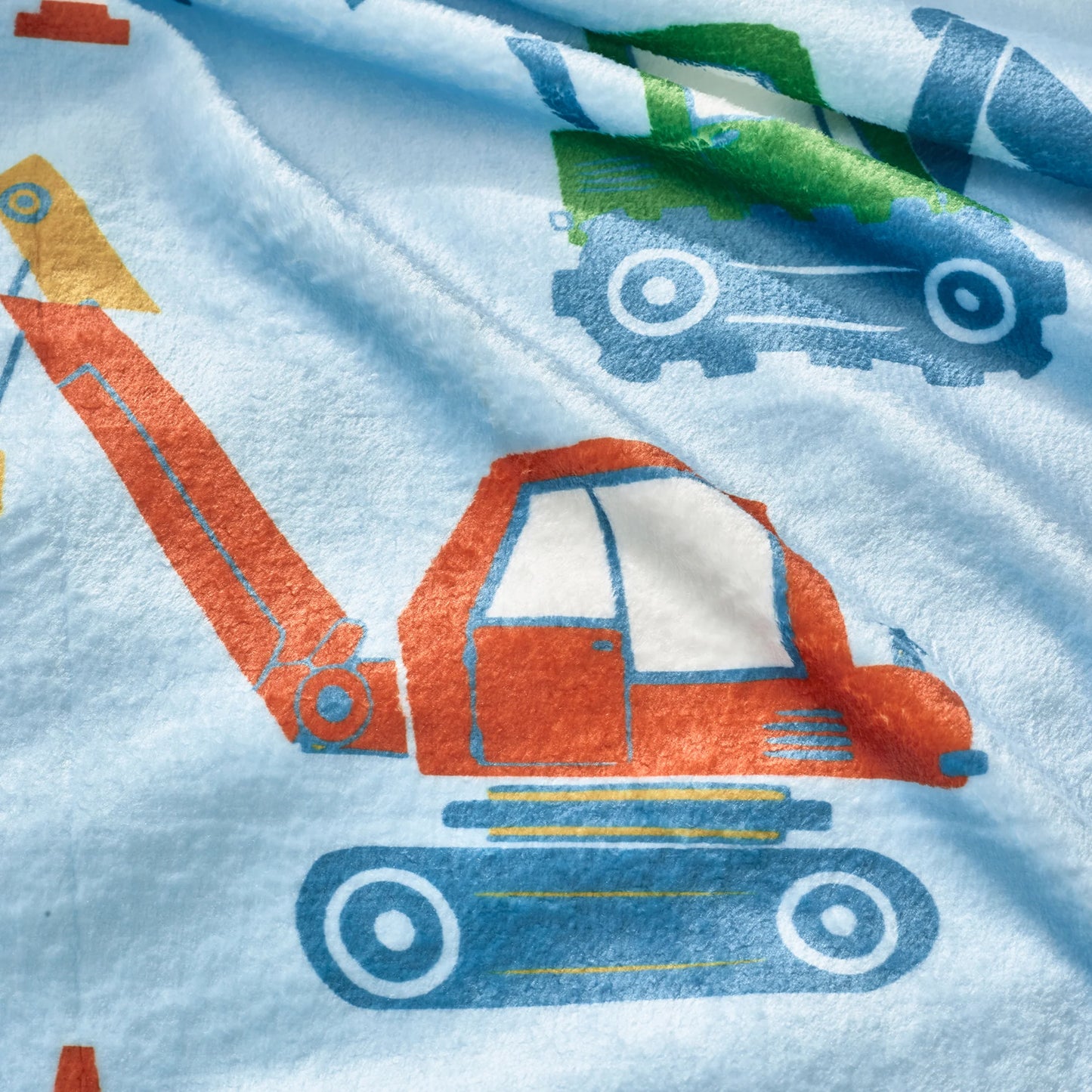 Digger Dreams Cosy Fleece Blanket Throw in Blue by Catherine Lansfield Kids