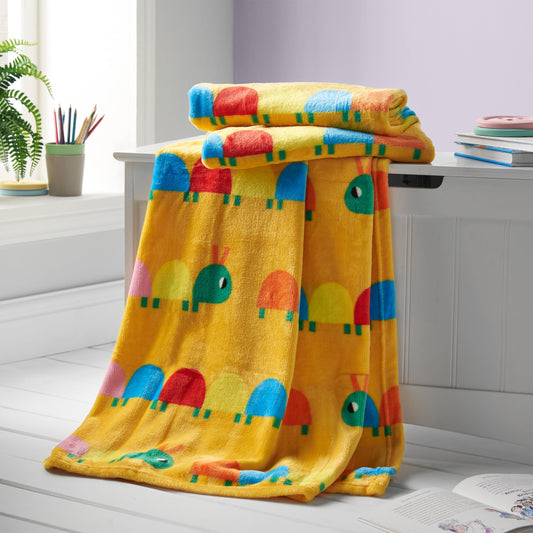 Curious Caterpillar Cosy Fleece Blanket Throw by Catherine Lansfield Kids