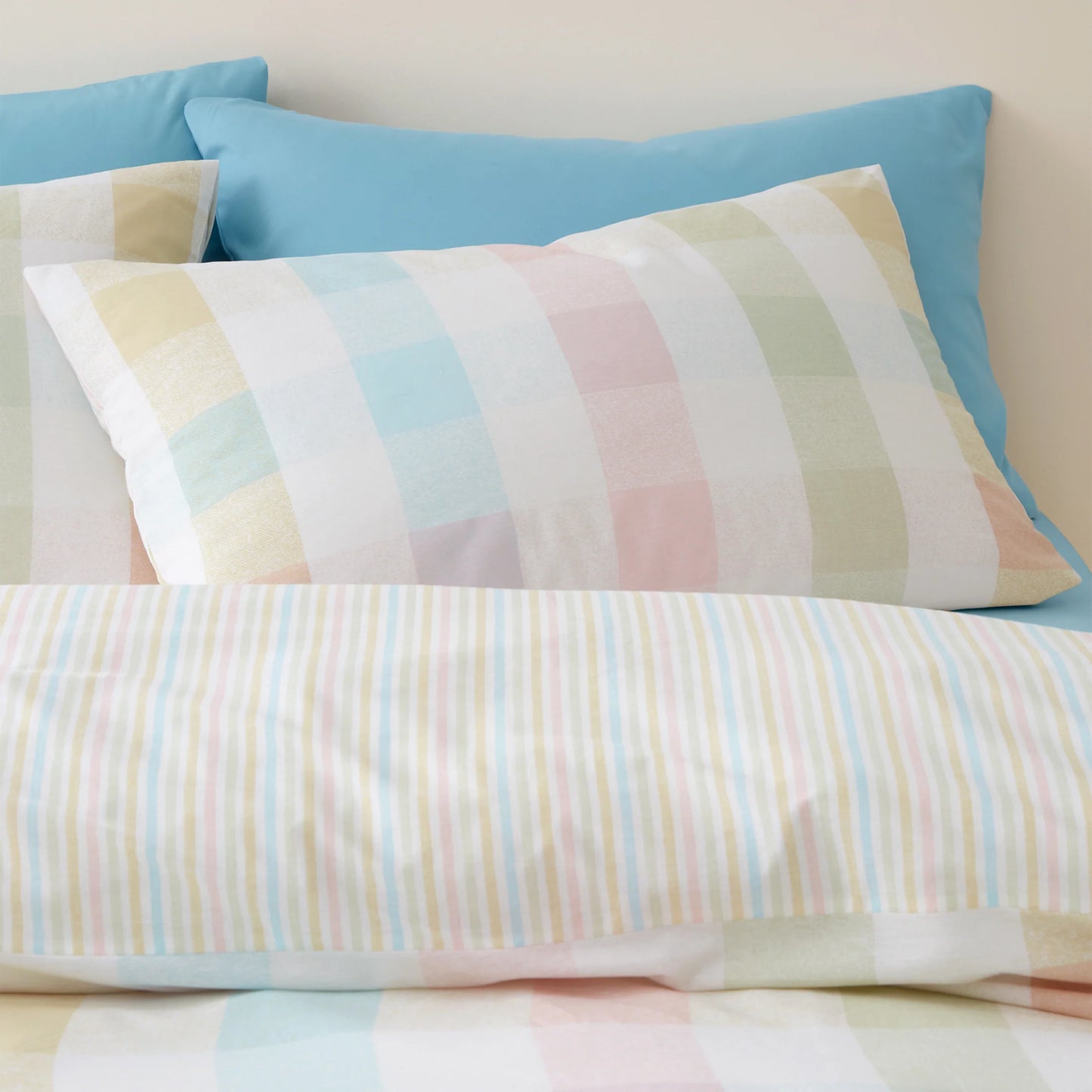 Spring Check Reversible Duvet Cover Set In Pastel by Catherine Lansfield