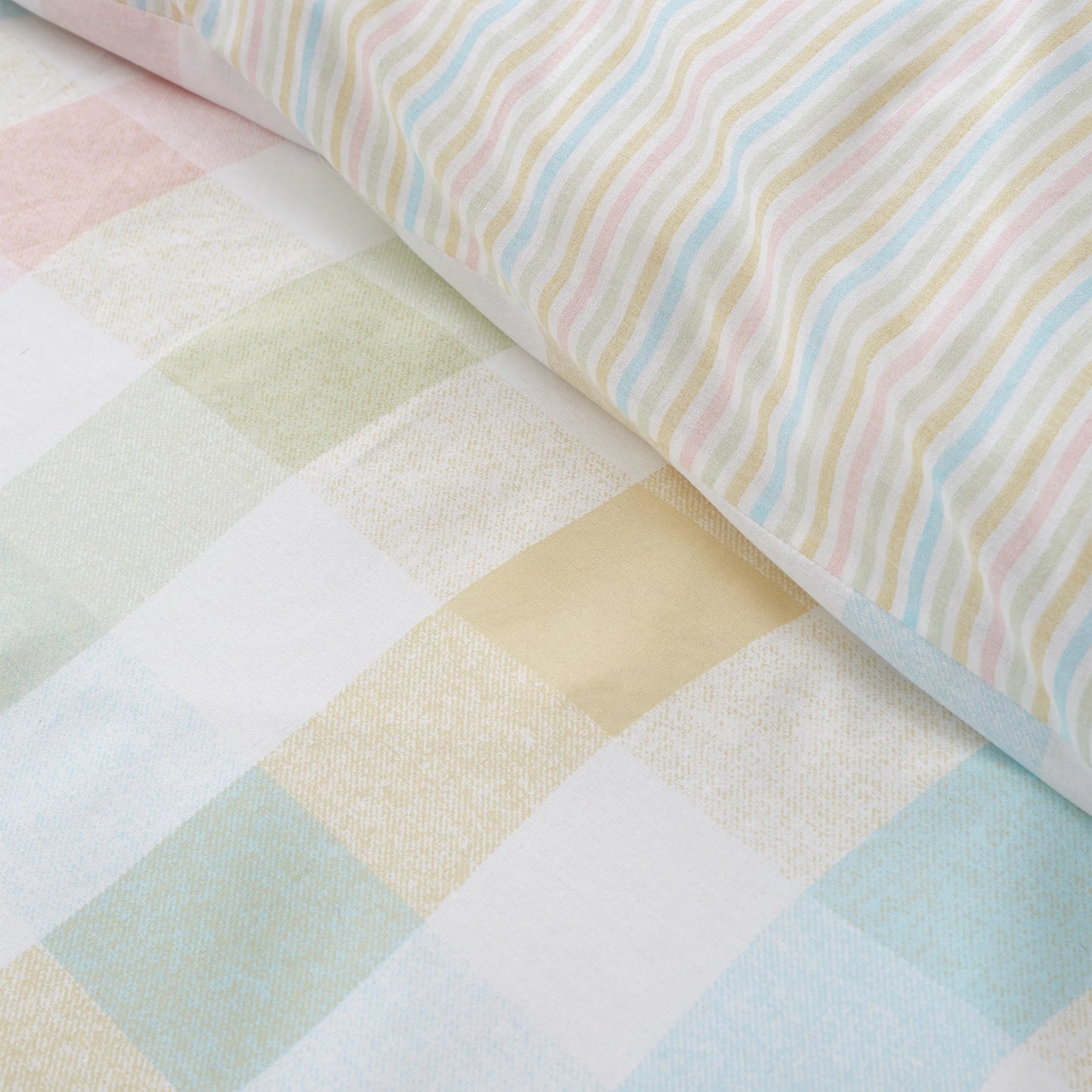 Spring Check Reversible Duvet Cover Set In Pastel by Catherine Lansfield