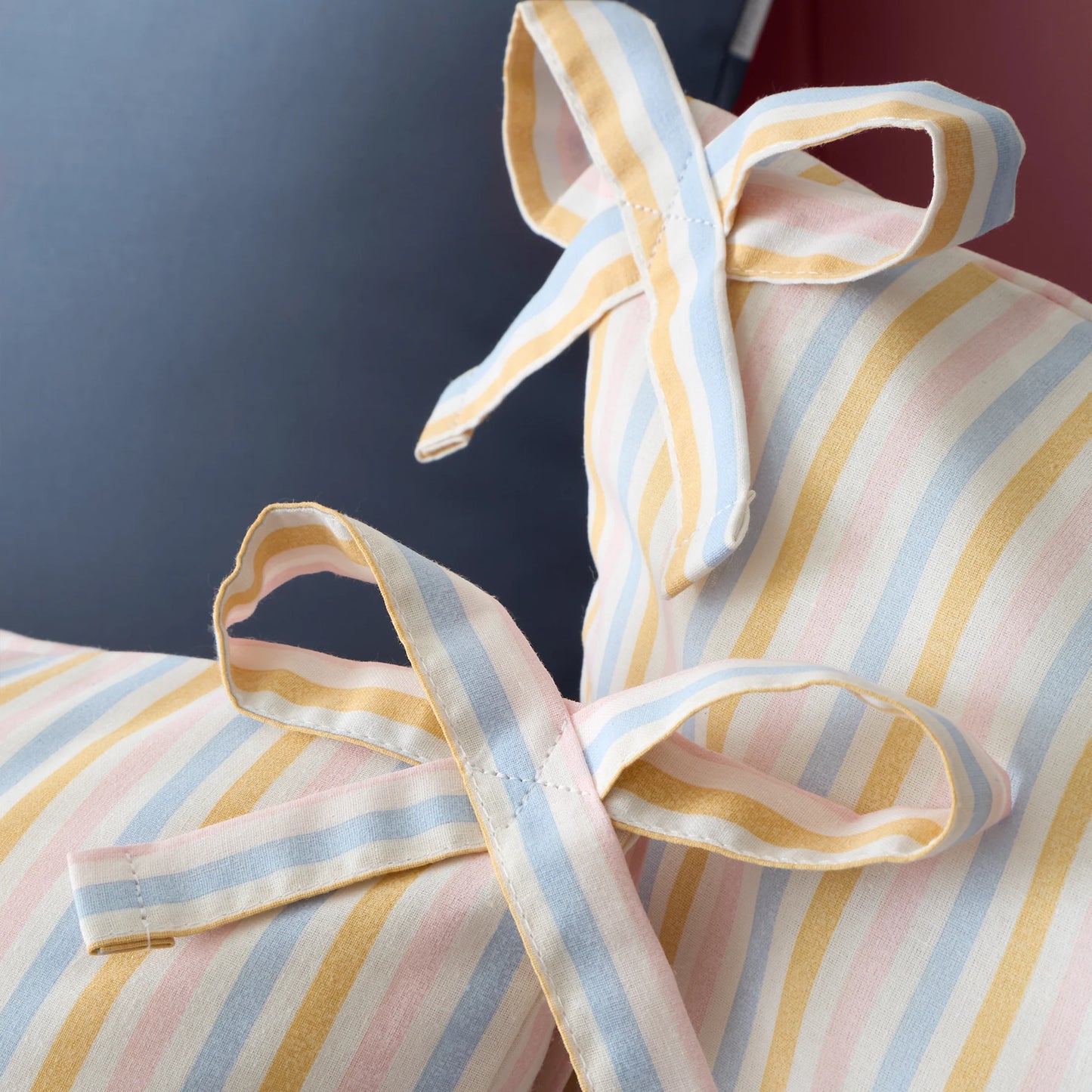 Brighton Stripe Bow Trim Single Duvet Cover Set by Catherine Lansfield