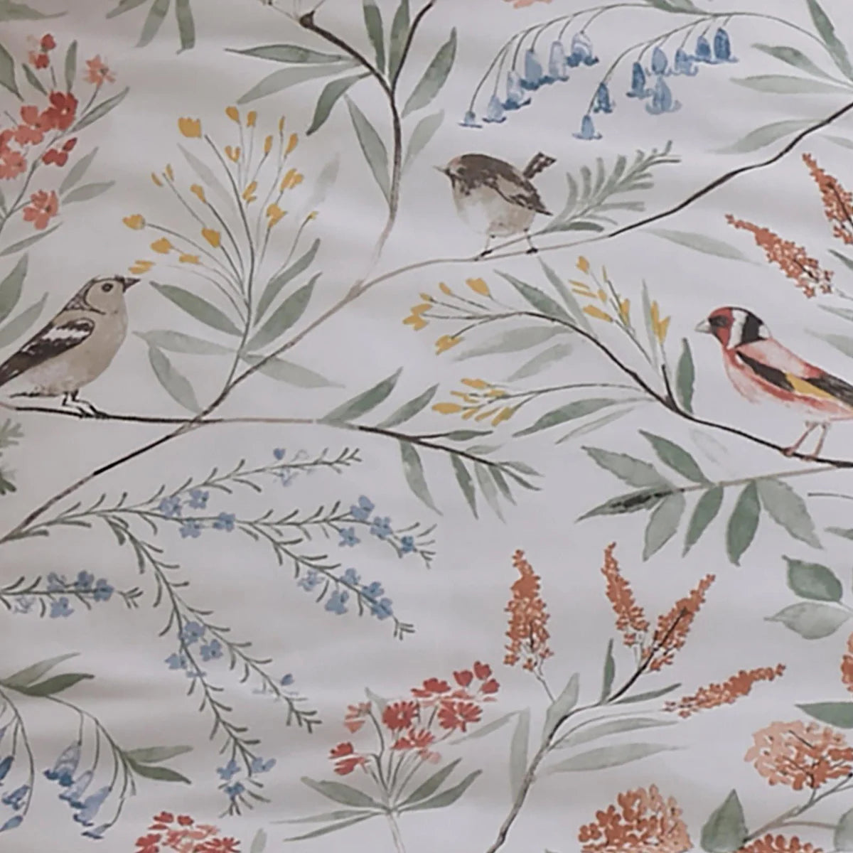 Caraway Floral Bird Terracotta Duvet Cover Set