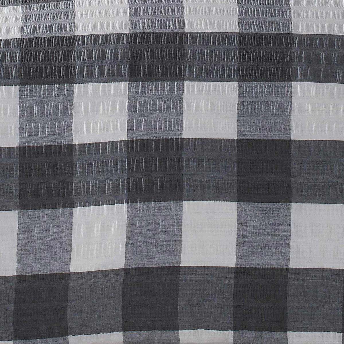 Duvet Cover Set Seersucker Gingham Check Snug in Navy OR Grey