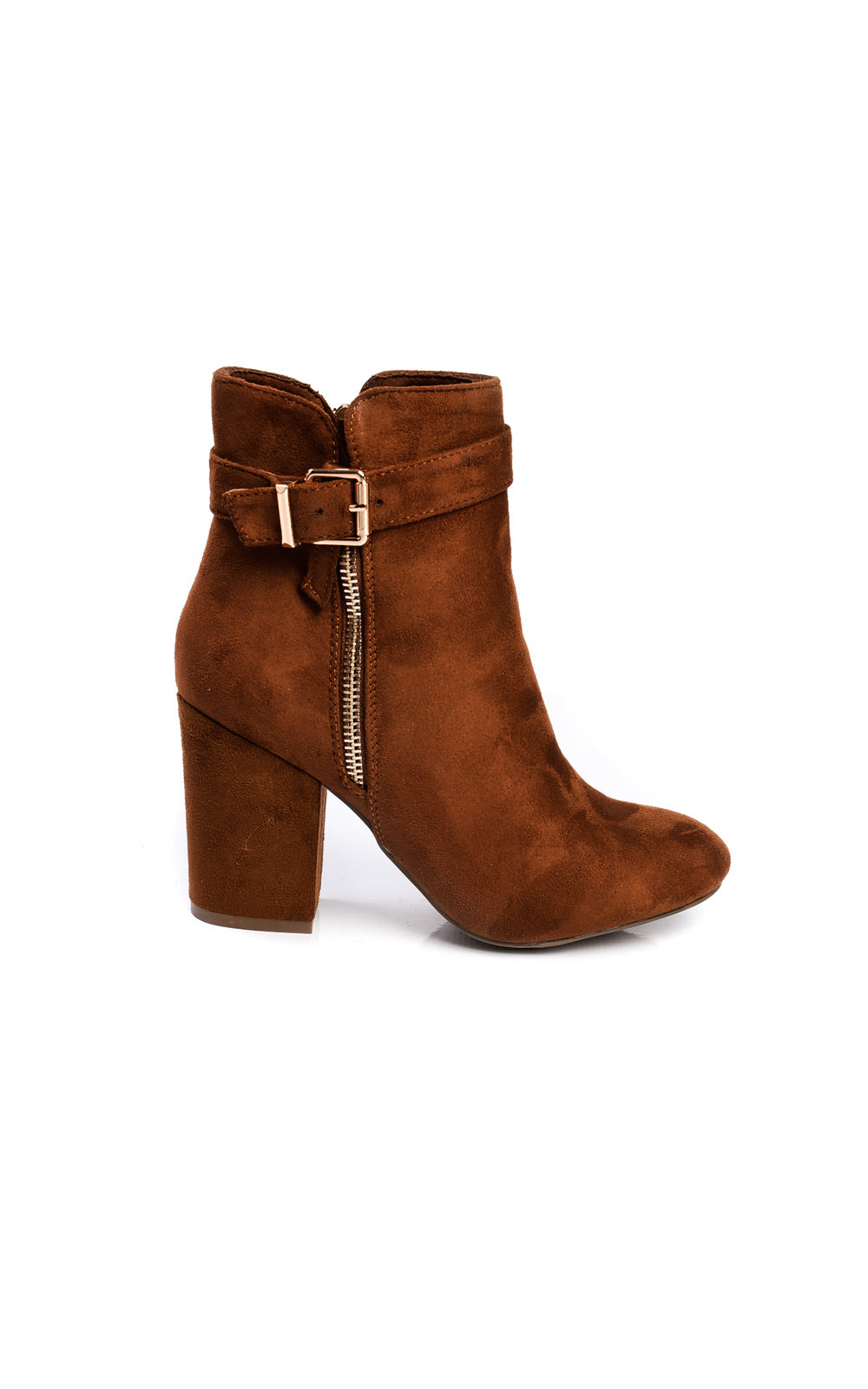 Buckle Faux Suede Ankle Boots