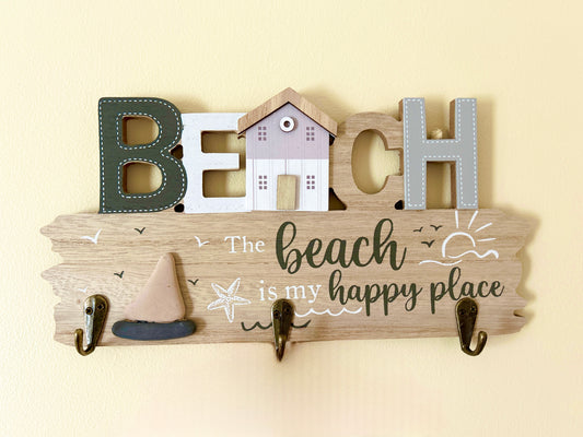 Beach -Happy Place Wall Hooks - 30cm