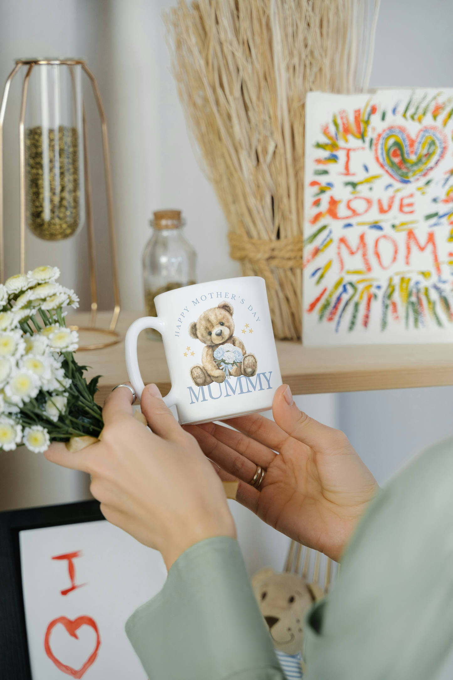 Personalised Mothers Day Mugs - Blue Or Pink Print