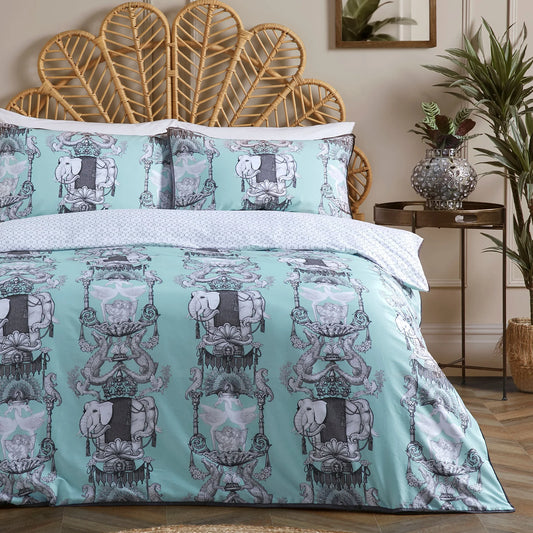 Duvet Cover Set Animalia by Laurence Llewelyn-Bowen in Duck Egg