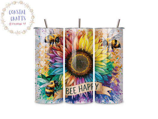 Bee Happy - 20oz Stainless Steel Skinny Tumbler