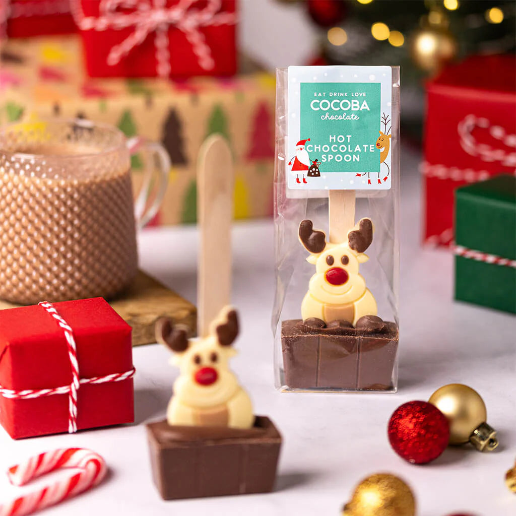 Christmas Reindeer Milk Chocolate Hot Chocolate Spoon