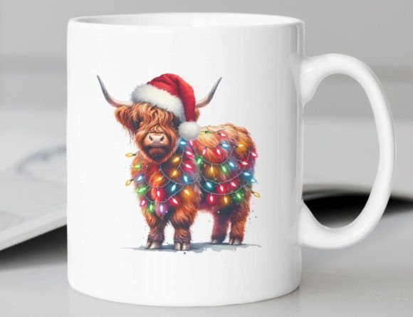 Christmas Highland Cow Mug or Travel Mug