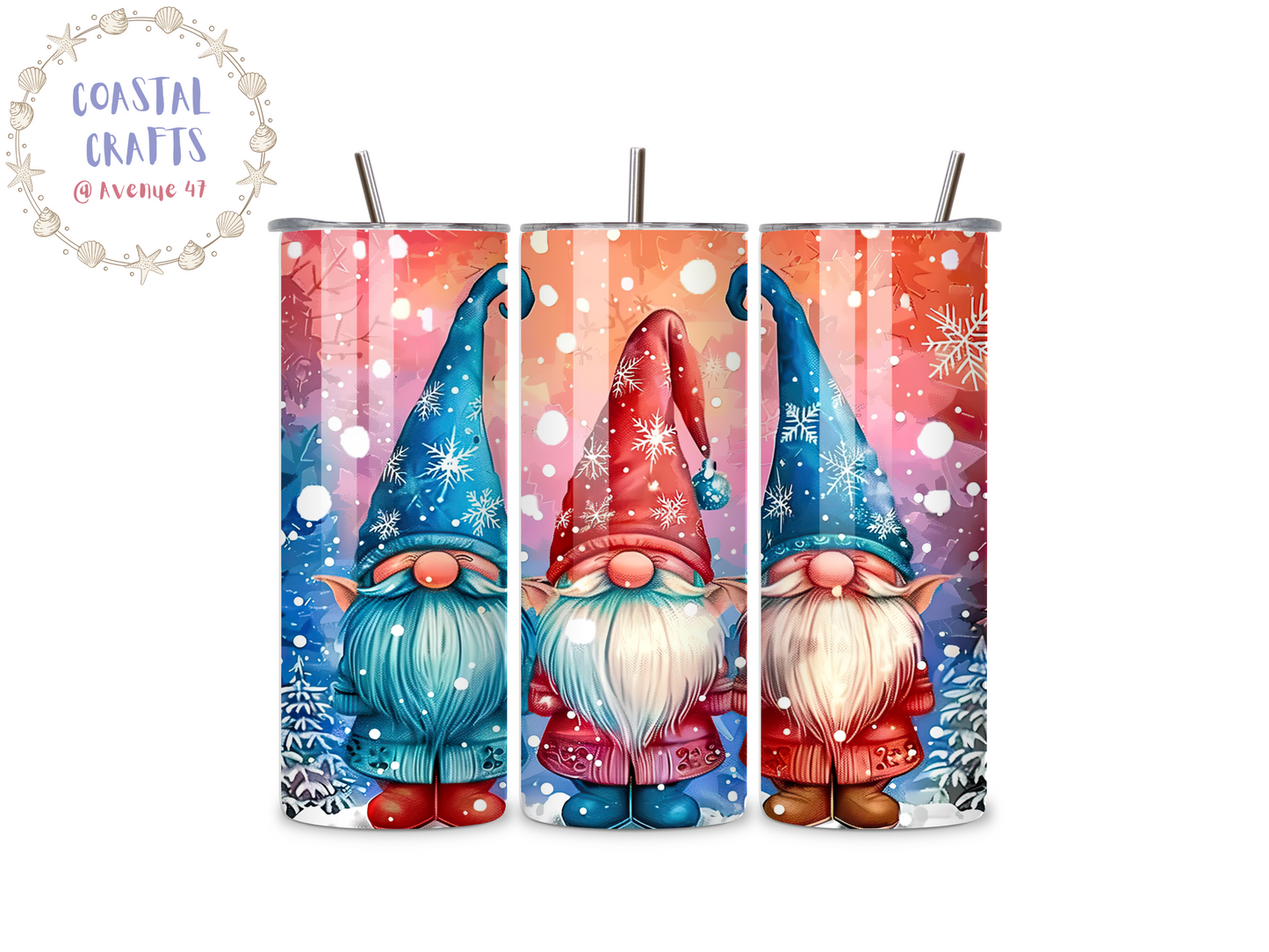 Christmas Gnomes - 20oz Stainless Steel Skinny Tumbler