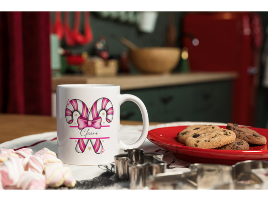 Personalised Candy Cane Mugs - 3 Colour Options