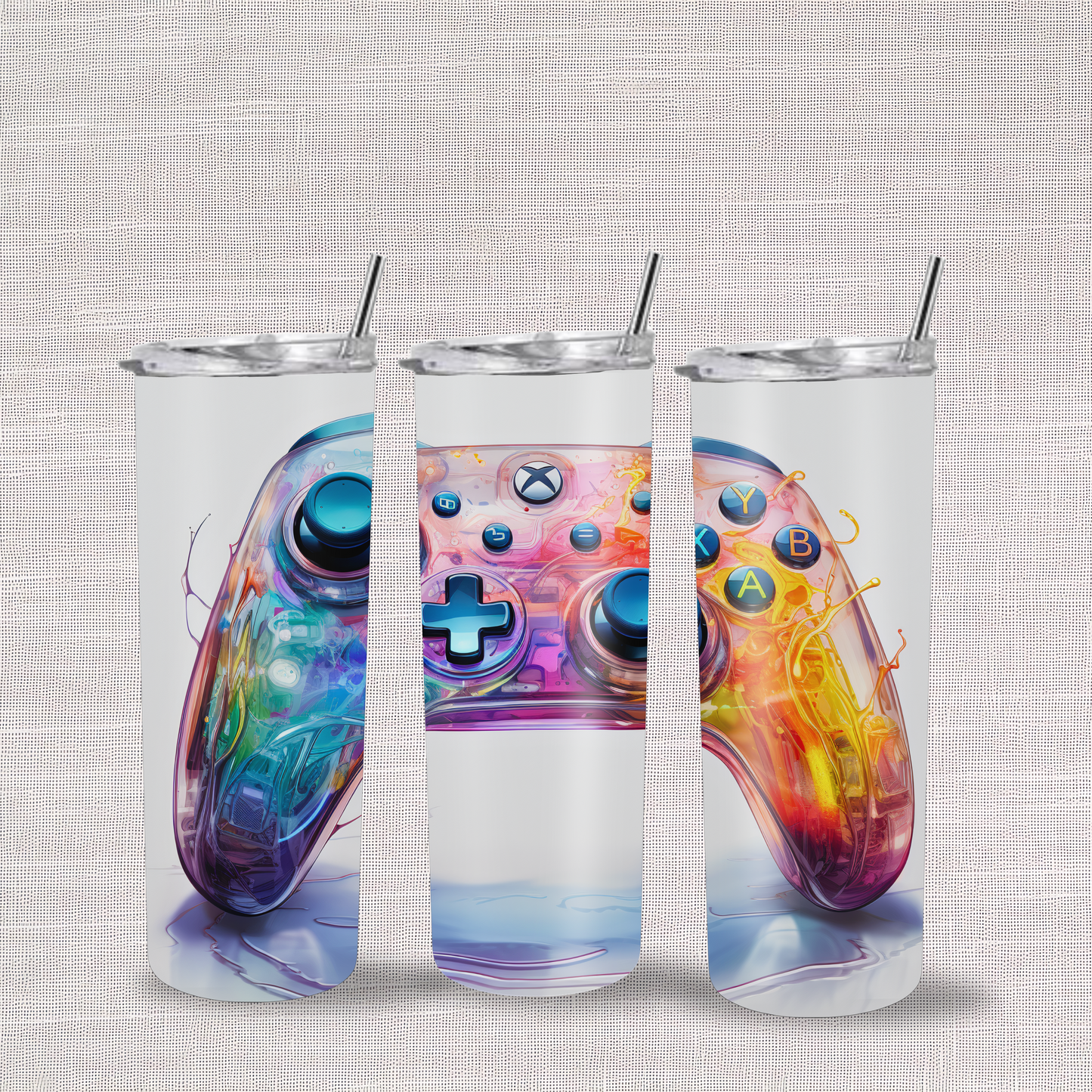 Colourful Gaming Controller 20oz Stainless Steel Skinny Tumbler