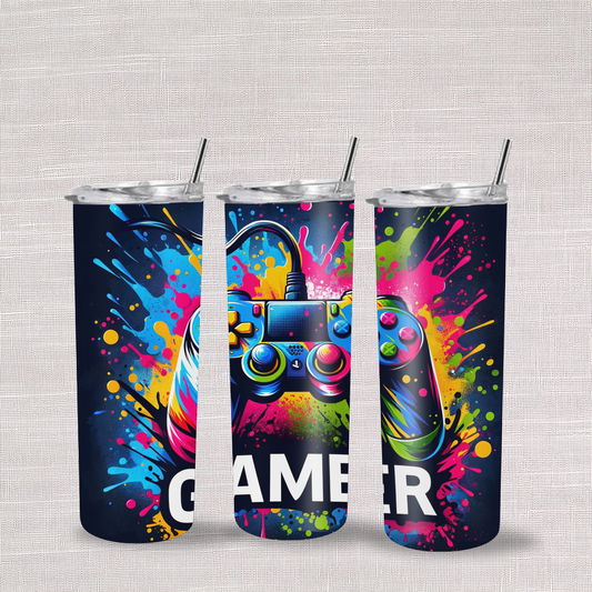 Gamer Colour Explosion 20oz Stainless Steel Skinny Tumbler