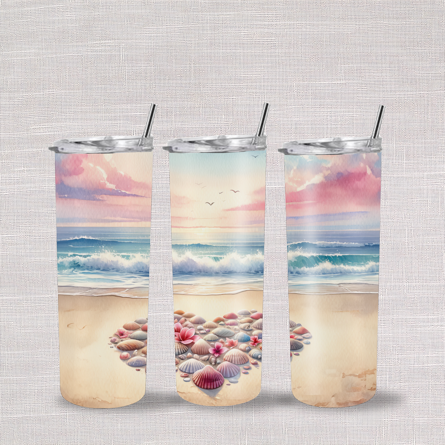 Beach Scene 20oz Stainless Steel Skinny Tumbler