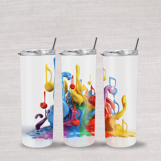 Music Colour Splash 20oz Stainless Steel Skinny Tumblers