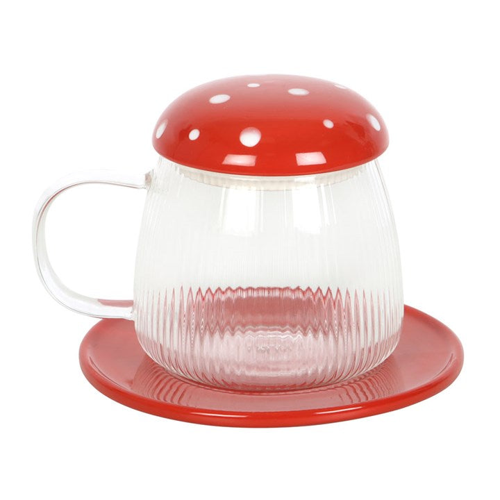 Glass Mushroom Mug & Saucer