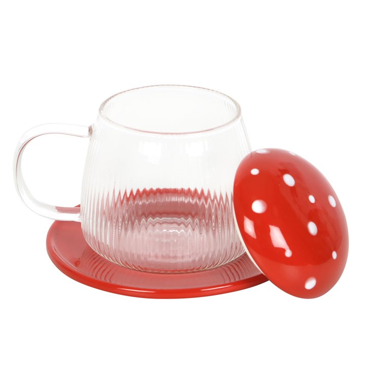 Glass Mushroom Mug & Saucer