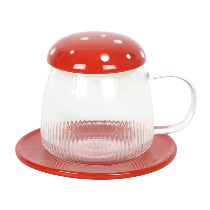 Glass Mushroom Mug & Saucer