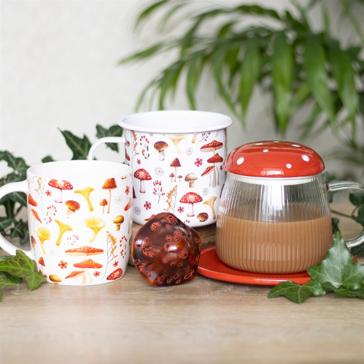 Glass Mushroom Mug & Saucer