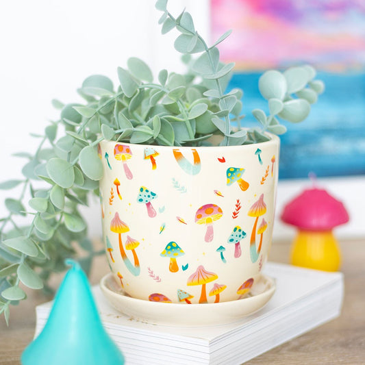 Funky Fungi Mushroom Print Plant Pot