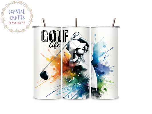 Golf Life Watercolour - 20oz Stainless Steel Skinny Tumbler